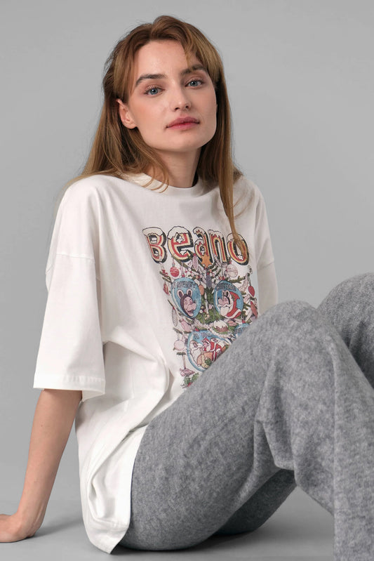 Christmas Graphic Cotton T-shirt, Ivory
