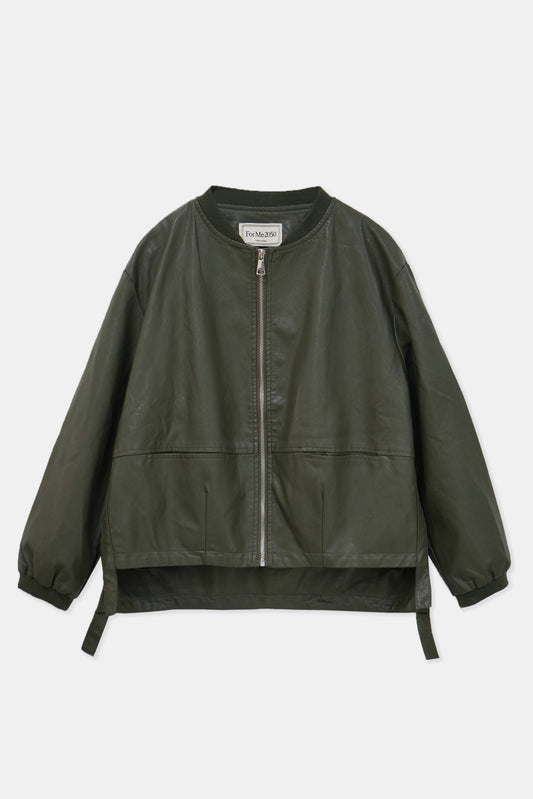 Melanie Leather Jacket, Khaki