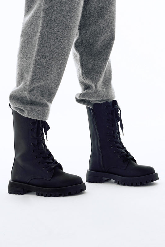 Jessica Vegan Leather Combat Boots