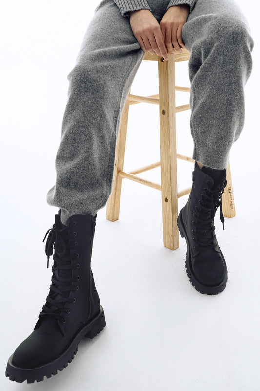 Jessica Vegan Leather Combat Boots